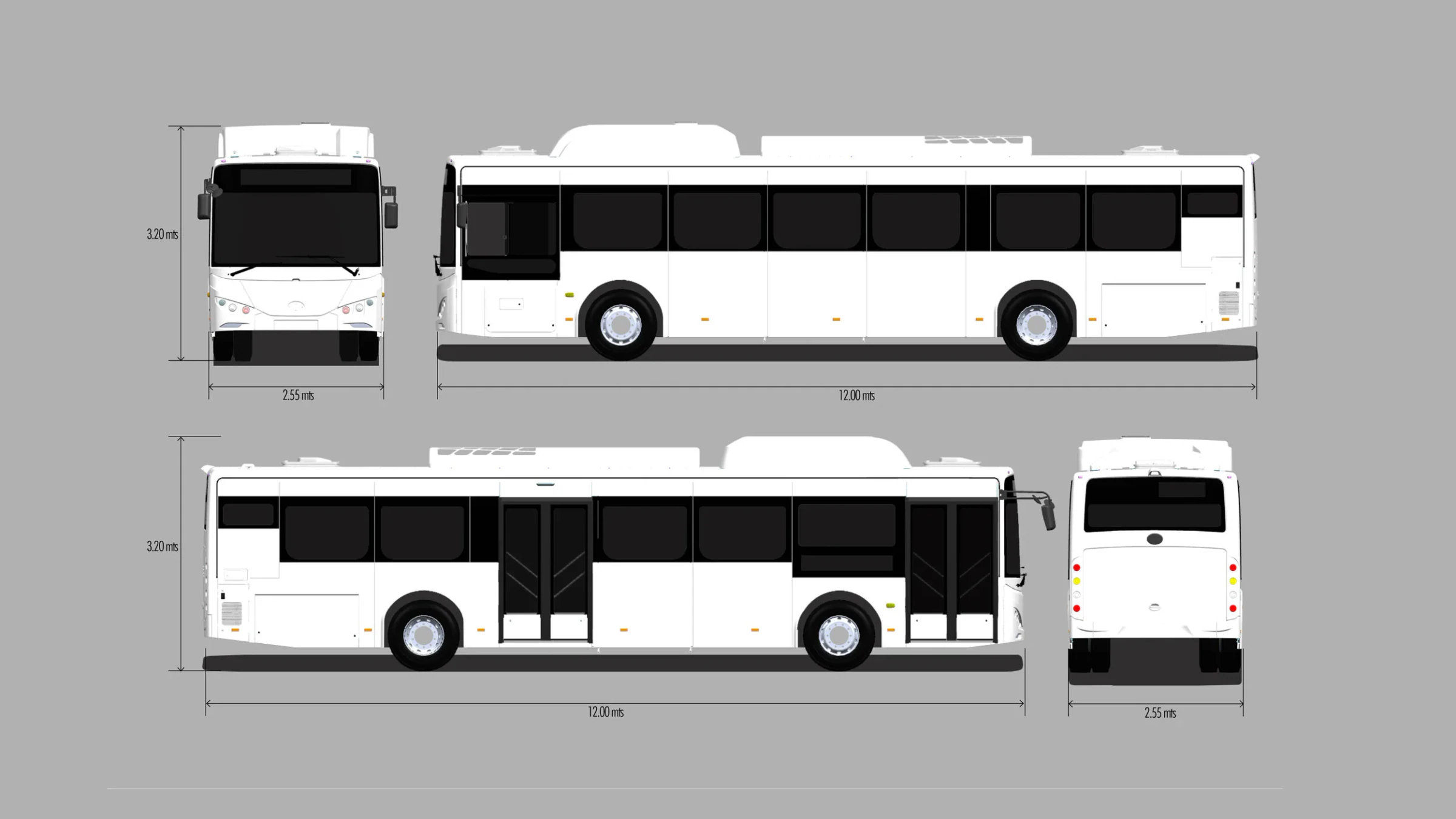 Maqueta de buses eléctricos